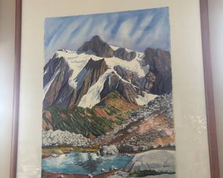 Framed & Matted Mountain Landscape Print by HC LueKen
