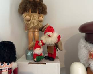 Steinbach German Wooden "Jungle King" Lion Nutcracker, Swedish Handmade Wooden Santa on Skis
