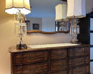 French Provincial Style 9-Drawer Triple Dresser