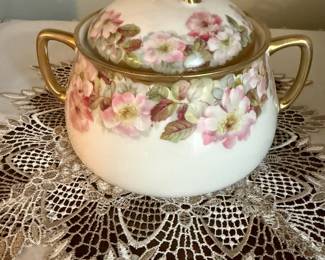 Early 20th-Century Floral Painted Porcelain Sugar Bowl 