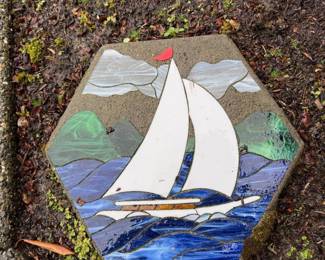 Sailboat Mosaic Stepping Stone