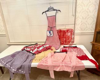 ANTIQUE Handmade Aprons, some with cross-stitched decor, MINT CONDITION, never used