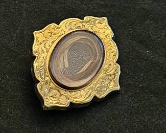 Victorian hair memorial mourning broach 