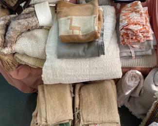 Throw blankets, comforter, antique handmade crochet blankets, pillow covers, burlap bags