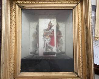 antique framed Thai dancer figurine