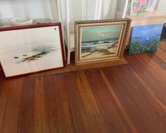 lots of original artwork! here are just a few - coastal paintings