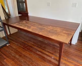 8ft handcrafted wood dining table made in Hickory NC (top needs refinishing)