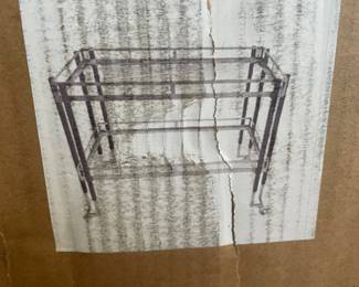 gold finish pottery barn bar cart, new in box (needs glass)