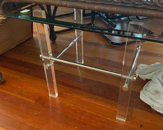lucite and glass end table