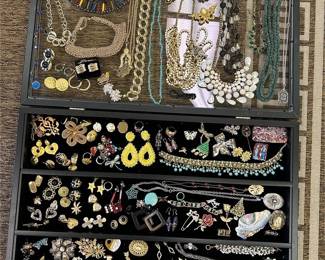 Large jewelry lot with the display case