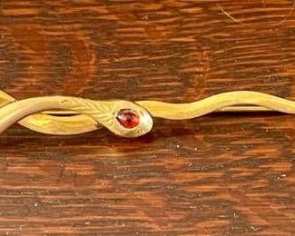 Big antique gold snake pin