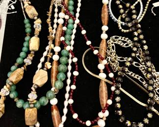 Assortment Semi Precious Stone necklaces and costume jewelry