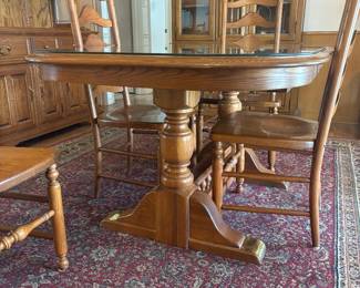 MCM Oak Dining Table, 4 chairs