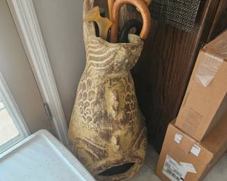 Large ceramic clay fish umbrella stand $125