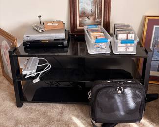 Tv stand, cd’s and cassettes
