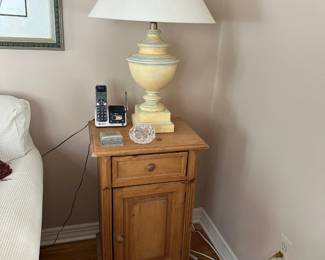 Pine Side Table, Lamp
