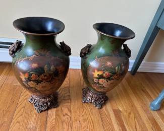 Pair of Vases w/ Frog Handles