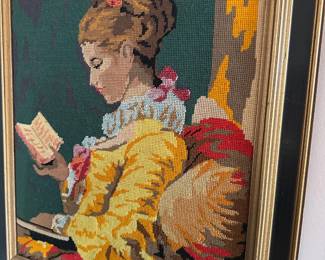 Framed Needlepoint w/ Beading