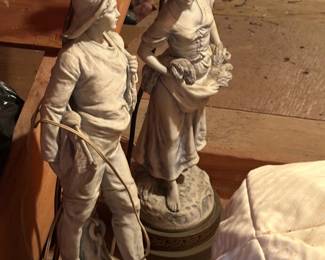 Pair of Bisque Figural Lamps