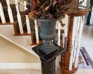 Marble pedestal and vase
