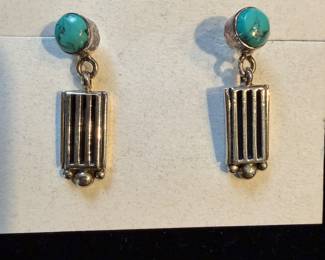 Sterling and turquoise pierced earrings