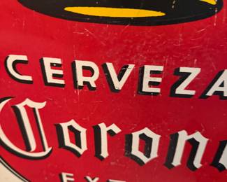 cerveza Corona Extra enamel beer sign on bar$400.00