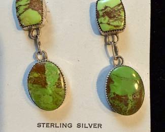 Sterling Earrings with green stones