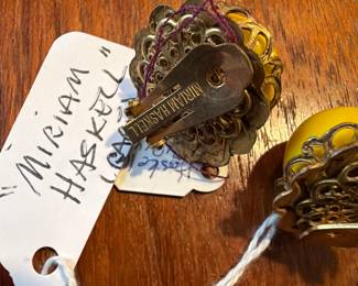 Miriam Haskell clip on yellow earrings back