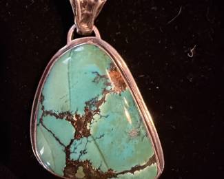 Large Sterling and Turquoise Pendant