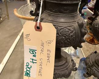 18 " High Decorative Pair of decorative high relief metal styled ewers 18" $200.00