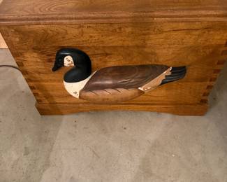 Mini Trunk with duck relief design, hinged lid 26" wide. 17 " high, 15 inches deep