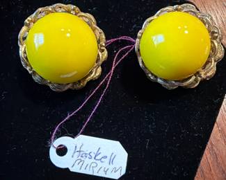 Miriam Haskell yellow clip on earrings