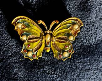 Signed Brass and Enamel Trinket Box by Nikky 