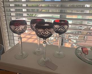 German cut glass goblets 