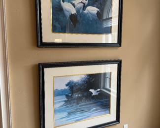 Large matching pair of designer prints beautifully framed