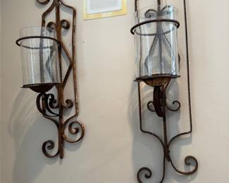 Iron and glass sconces