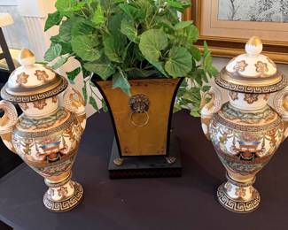 Greek style porcelain urns 