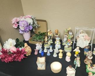 Faux Flowers, Vintage Planters and Ceramic Figurines
