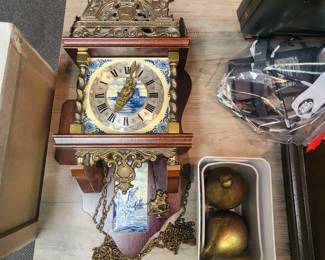 Antique Cuckoo Clock - very heavy brass weights! 