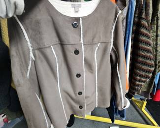 J. Jill Gray Suede Jacket with sherpa lining