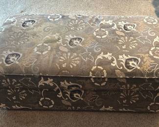 Large Damask Upholstered Storage Ottoman