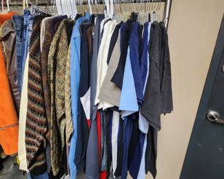 Half a Rack of Men's Clothing - including Harley Shirts and Leathers!