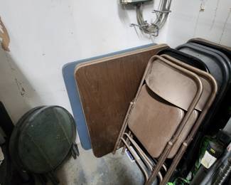 Small Round Glass Patio Tables, 3 Card Tables and Several Card Chairs