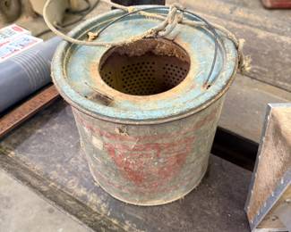 Several vintage bait cans available.