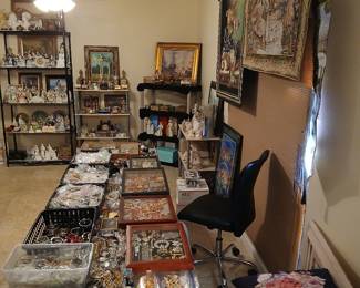 vintage costume jewelry , pins , coins 