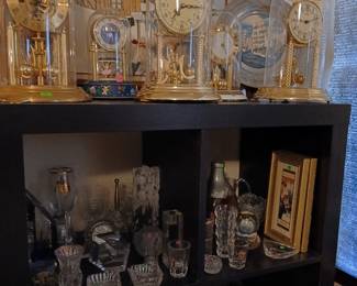 vintage clocks, glassware
