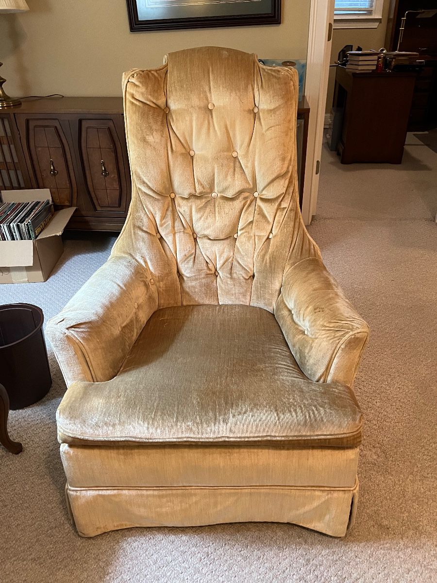 Velour cream colored vintage chairs