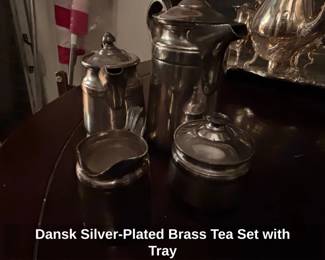 Dansk SilverPlated Brass Tea Set with Tray