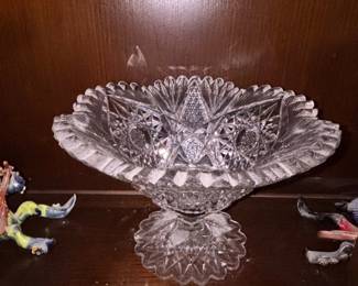 American Brilliant Cut Glass Punch Bowl and Stand