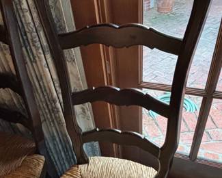 Antique French Ladder Back Dining Chair with Rush Seat second image